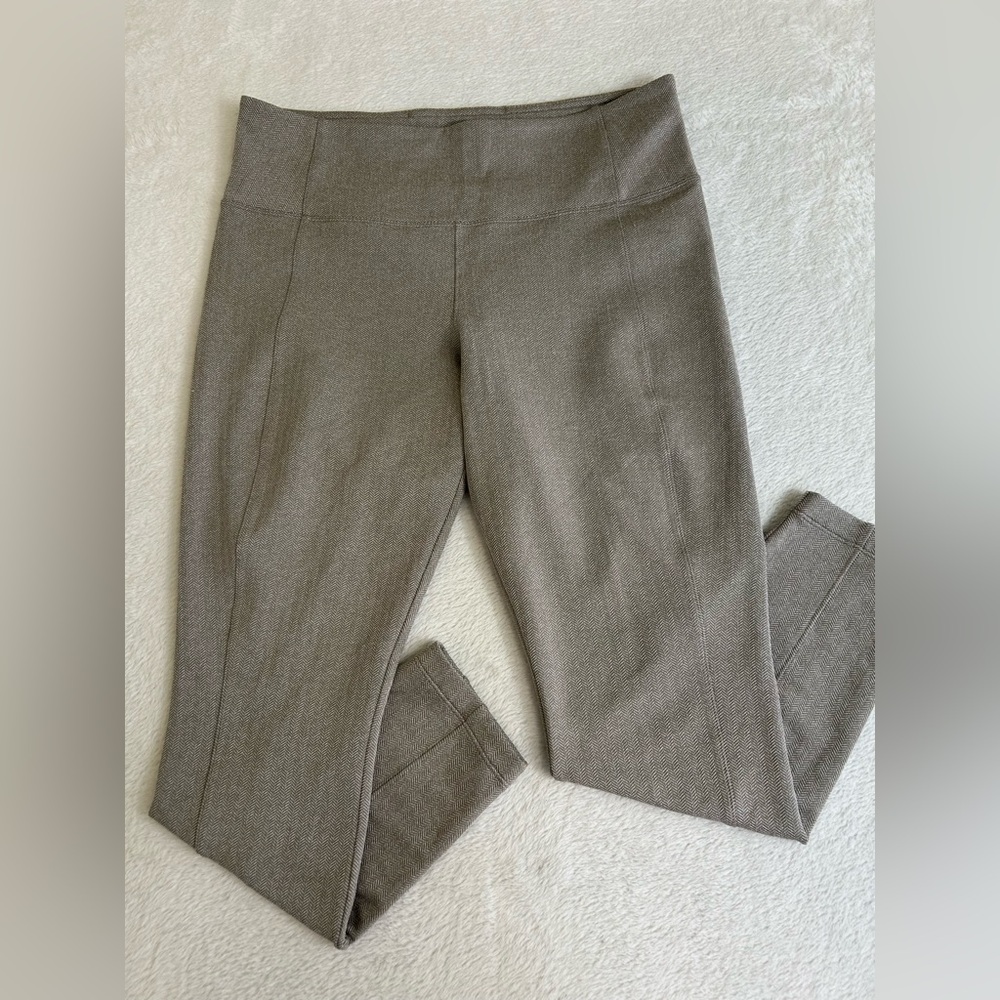 Athleta Women's Leggings Large Brown Delancey Herringbone Tight Pockets